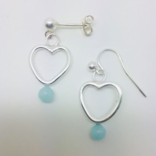 Heart and pearl/gemstone drop earrings