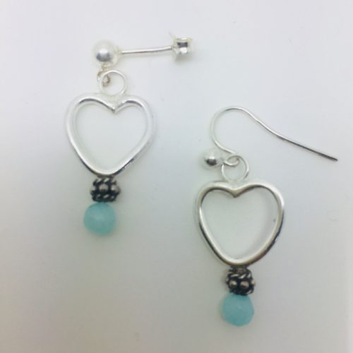 Heart and pearl/gemstone drop earrings