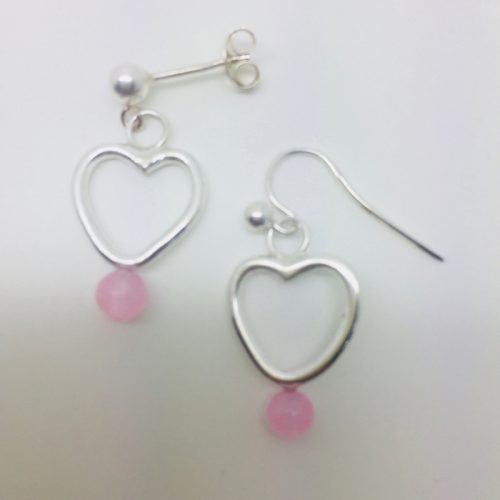 Heart and pearl/gemstone drop earrings